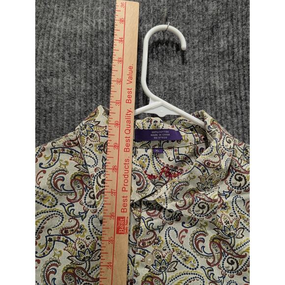 Alan Flusser Men's Paisley Print Long Sleeve Button Down Casual Shirt Size XL - Picture 6 of 8